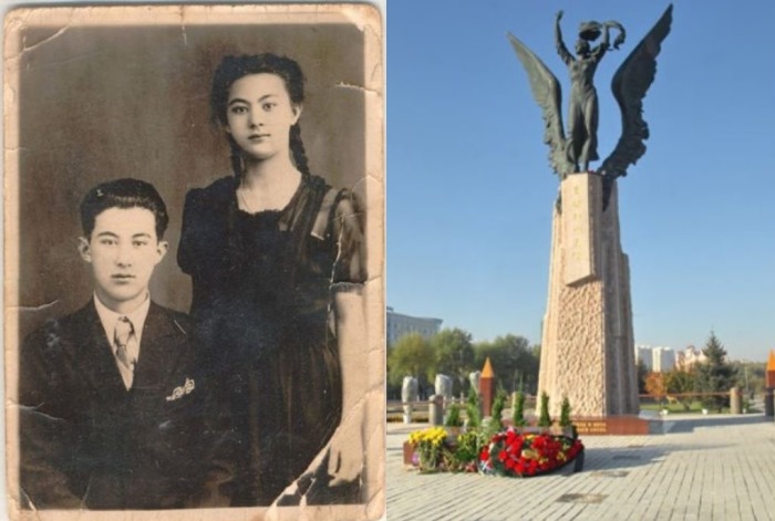 Галина Дубеева с братом Александром. Памятник Галине в городе Суйфэньхэ, Китай