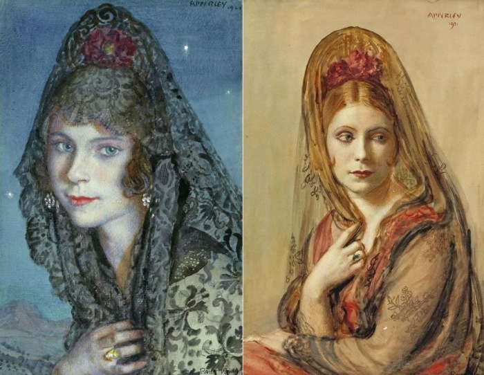 Женщины в традиционных испанских костюмах на картинах Джорджа Оуэна Эйперлея