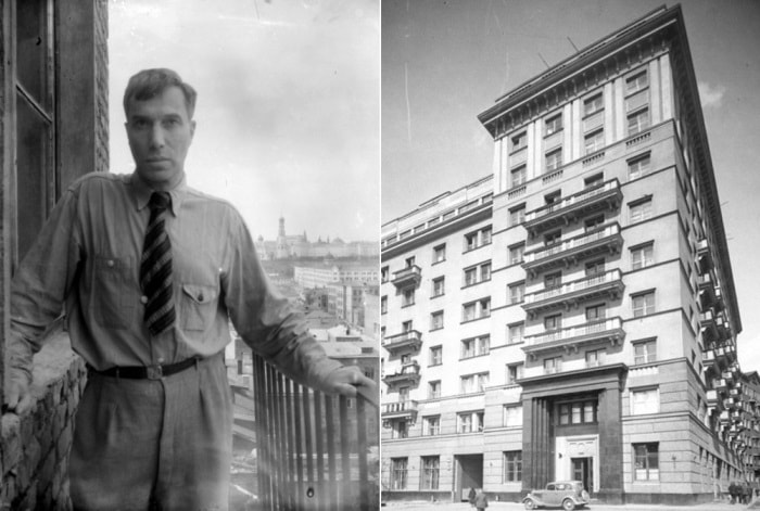 Борис Пастернак на балконе квартиры в Доме писателей, 1948 | Фото: topos.memo.ru и culture.ru