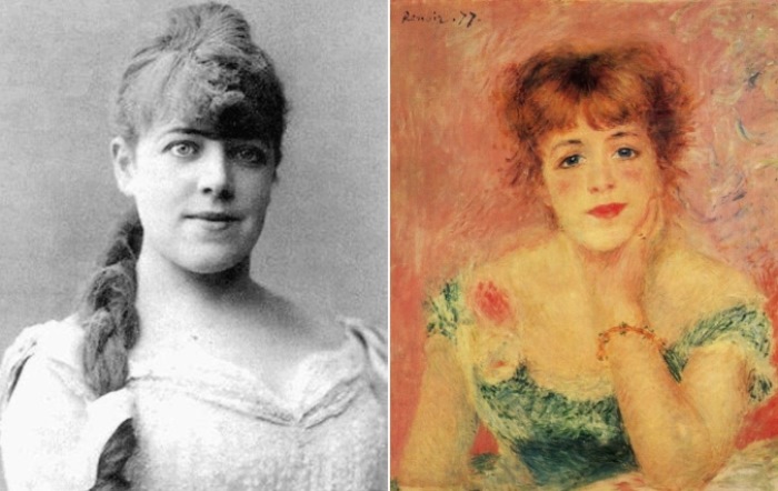 Слева – Феликс Надар. Портрет Жанны Самари, 1877. Справа – Огюст Ренуар. Портрет Жанны Самари, 1877