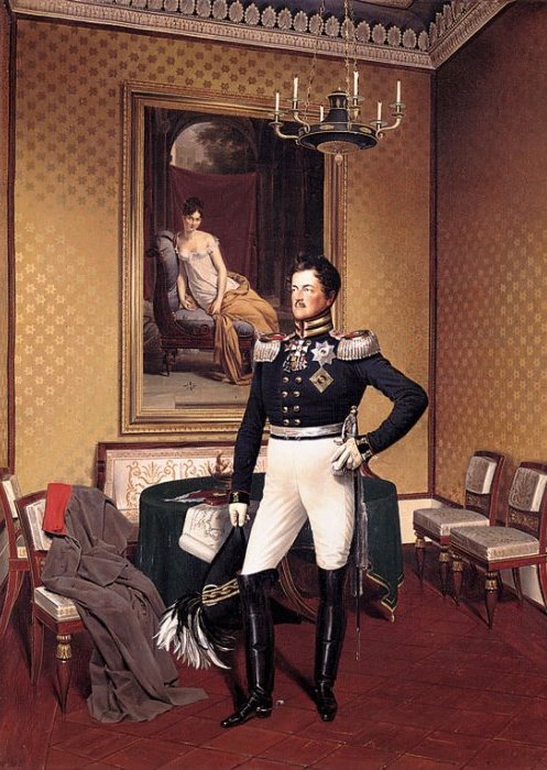 Принц Август Прусский заказал Францу Крюгеру свой парадный портрет на фоне портрета мадам Рекамье