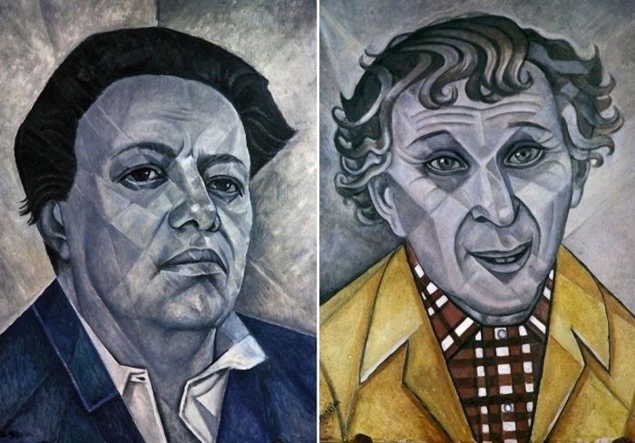 Маревна. Слева – Портрет Диего Риверы, 1960. Справа – Портрет Марка Шагала, 1956