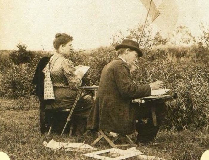 М Тенишева и И. Репин на этюдах в Талашкино, 1890-е гг. | Фото: liveinternet.ru