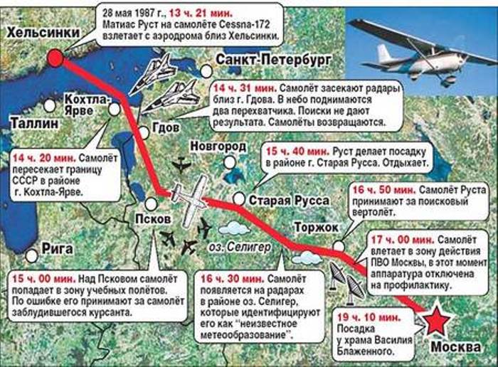 Карта-схема полета Руста | Фото: mediaspy.ru