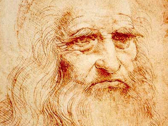 Леонардо да Винчи. Автопортрет, 1512 г. Фрагмент
