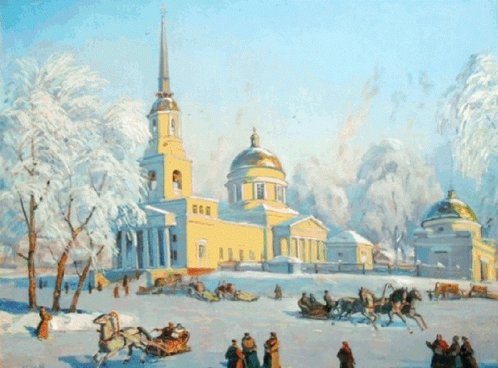 В. Белых. Собор Александра Невского. Масленица, 1908