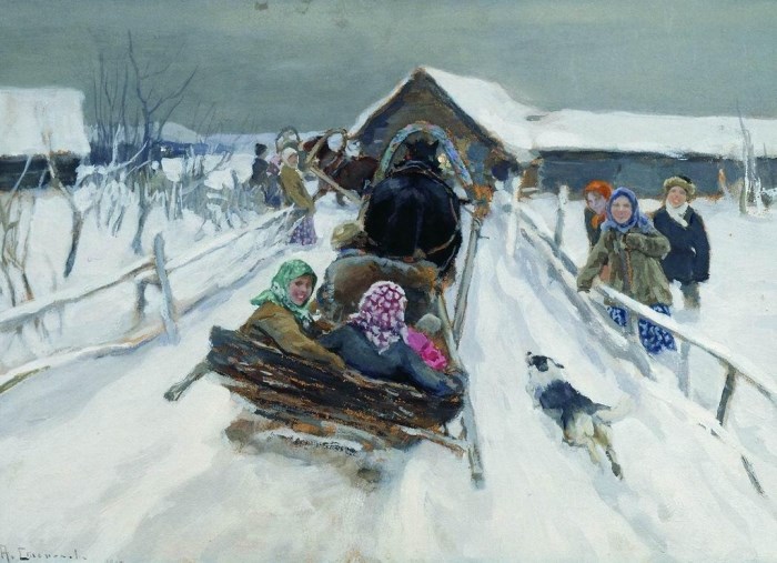 А. Степанов. Катание на Масленицу, 1910