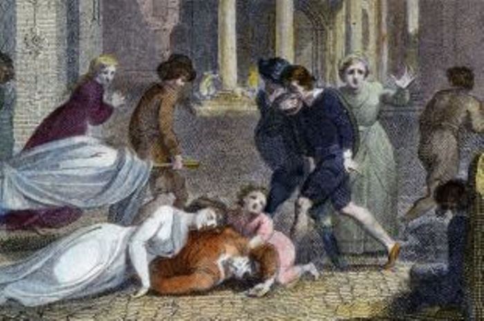 Сцена смерти и отчаяния на лондонской улице во время чумы. Гравюра 1810 года