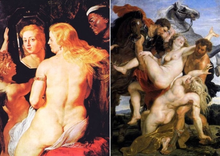 Питер Пауль Рубенс. Слева – Венера перед зеркалом, 1612. Справа – Похищение дочерей Левкиппа, ок. 1618 | Фото: rybens.ru