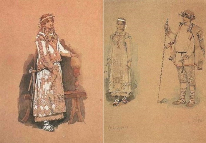 В. Васнецов. Эскизы костюмов к опере *Снегурочка*, 1885