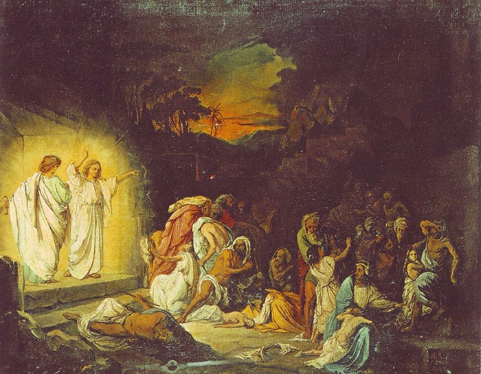 Н. Ломтев. Ангелы возвещают небесную кару Содому и Гоморре, 1845