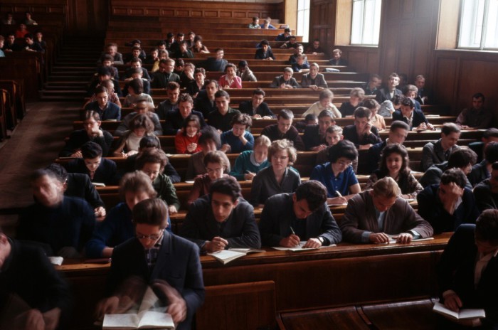 На лекции в МГУ. СССР, Москва, 1975 год.