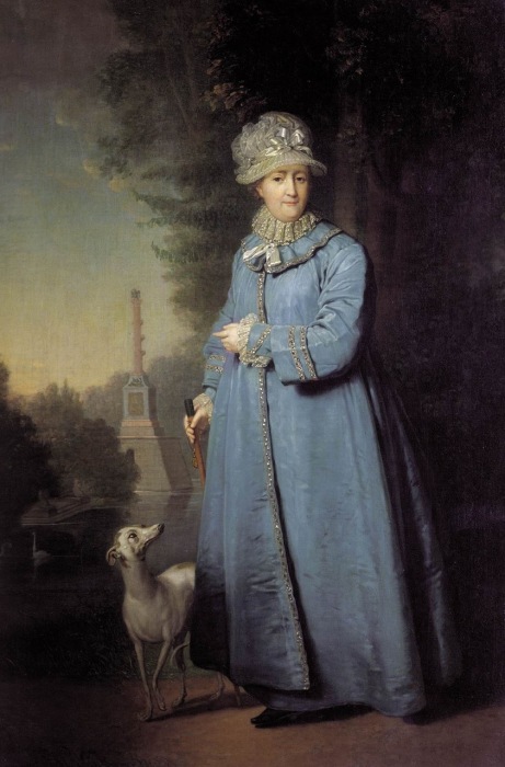 Екатерина II на прогулке в Царскосельском парке.