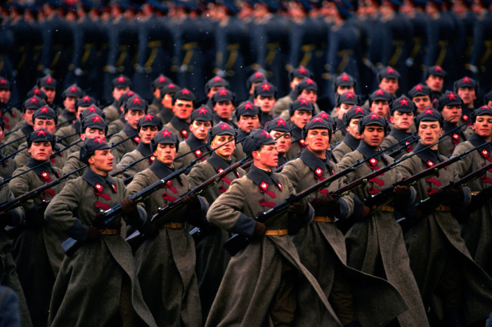 Историческое шествие на Красной площади. СССР, Москва, 1987 год.