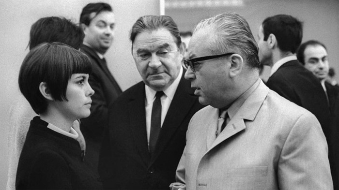 Мирей Матье, Леонид Утесов и Никита Богословский. 1967 год.