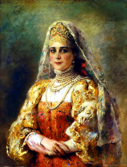 Портрет княгини Зинаиды Николаевны Юсуповой в русском костюме.