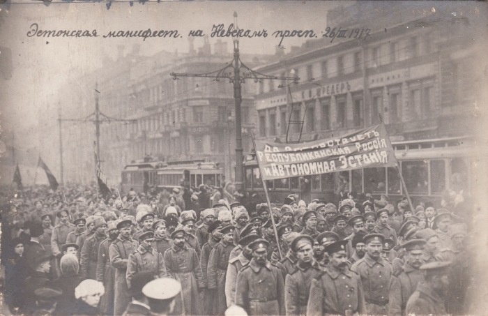 Эстонская манифестация на Невском проспекте, 26 марта 1917 года. 