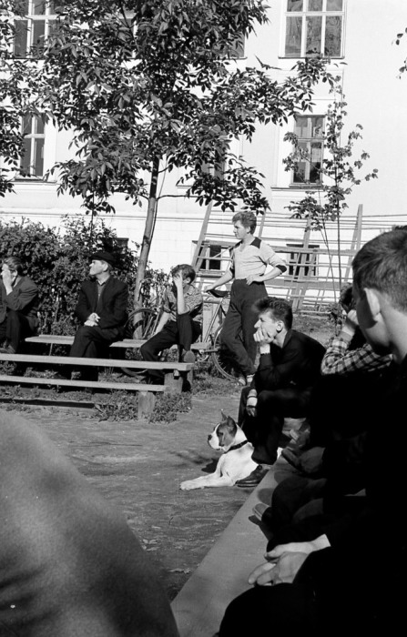 Болельщики во время уличного матча. СССР, Ярославль, 1960-е годы. 