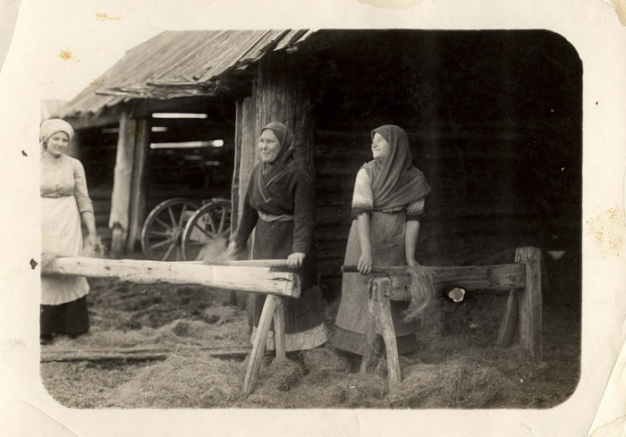 Изготовка льна в Енисейском уезде, 1910 год.