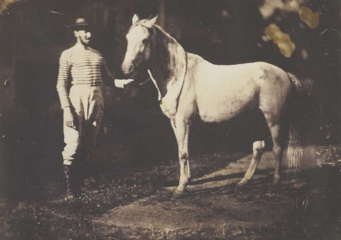 Подготовка лошади перед скачками в 1855 году. 