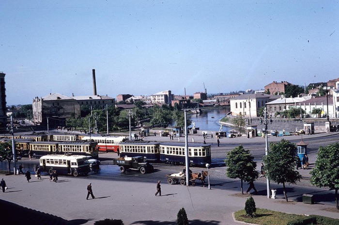 Центральная трамвайная развилка. СССР, Харьков, 1959 год.