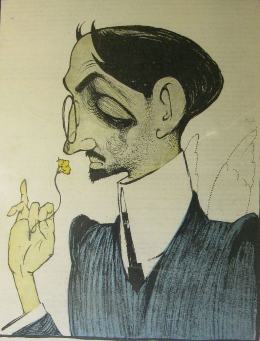 Карикатура на знаменитого поэта и первого мастера свободного стиха.