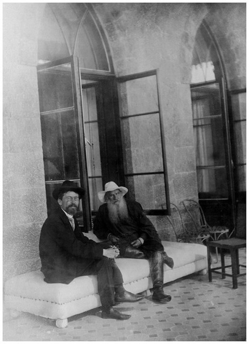 Лев Толстой и Антон Чехов в Гаспре, 12 сентября 1901 года.