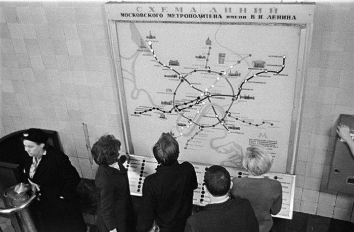 Карта московского метрополитена в 1967 году.