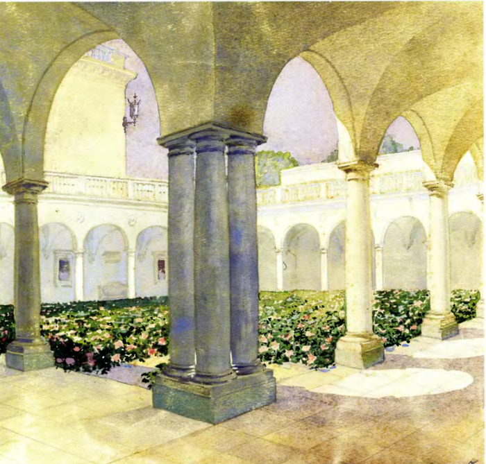 Цветы в галерее Итальянского дворика Ливадийского дворца. Автор картины: Nikolai Petrovich Krasnov. 