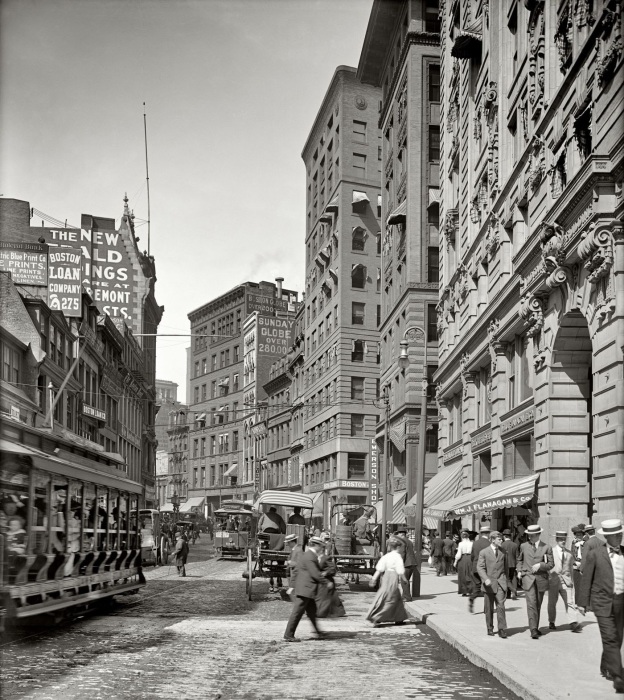 Уличная сцена. США, Бостон, 1906 год.