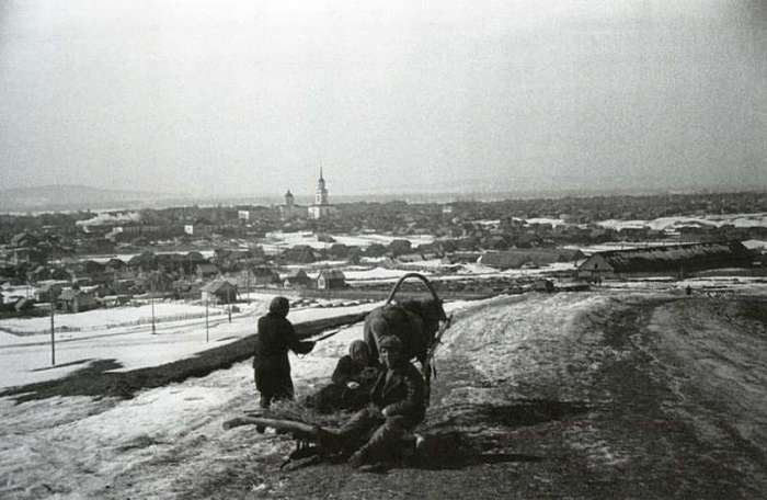 Панорама города Жигулёвск. СССР, Самарская область, 1950-е годы