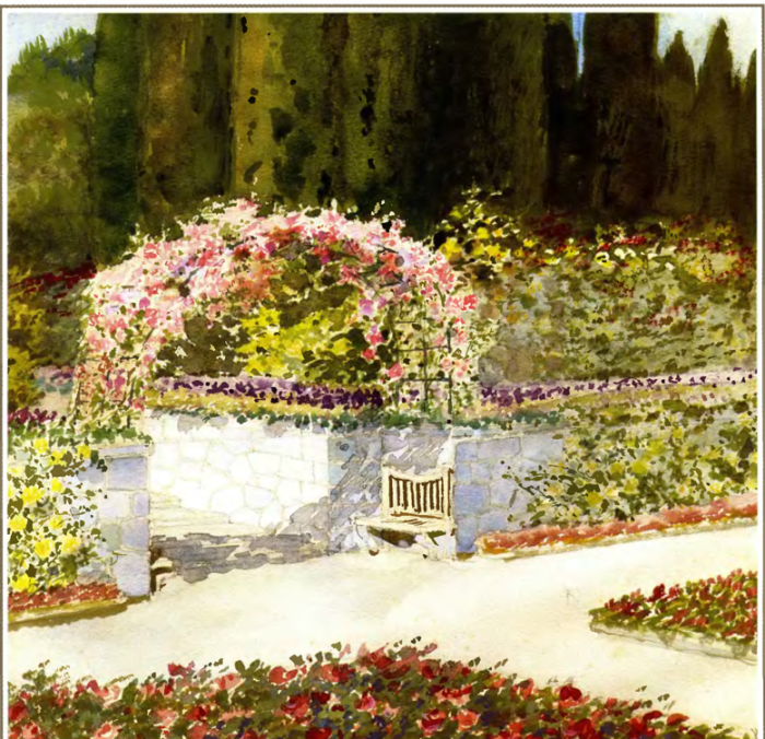 Большая арка из цветущих роз в парке имения Ливадия. Автор картины: Nikolai Petrovich Krasnov.