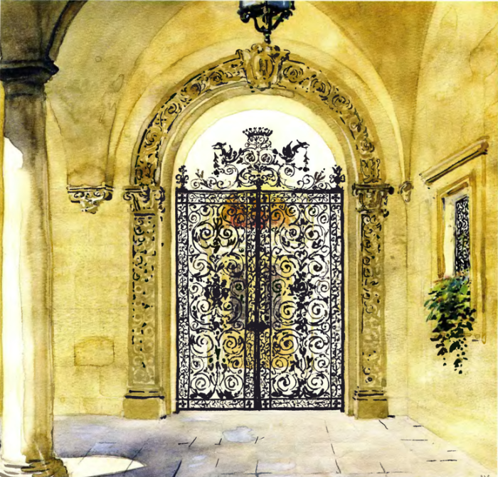 Ворота Итальянского дворика Ливадийского дворца. Автор картины: Nikolai Petrovich Krasnov. 