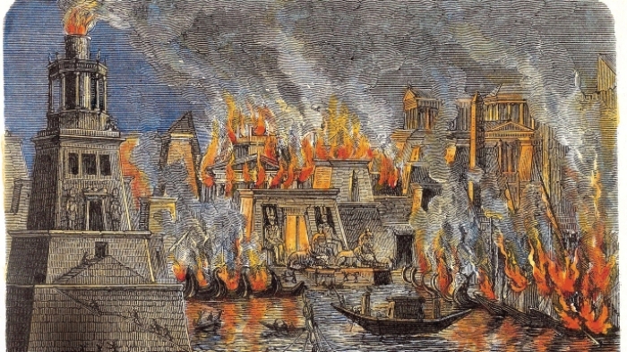 Александрия в огне. | Фото: cdn.history.com.