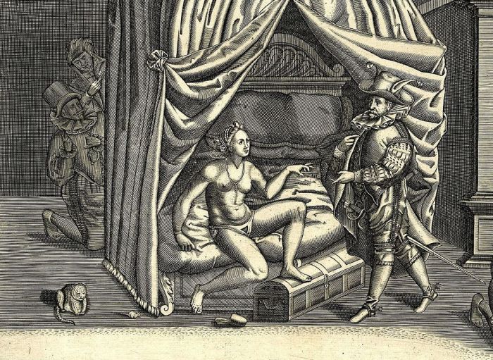 Карикатура, которая высмеивает пояса верности, 1590 год. | Фото: commons.wikimedia.org.