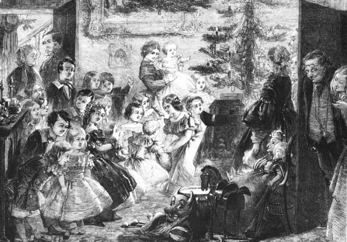 Викторианская семья собралась вокруг праздничной елки. | Фото: books.google.com.ua.