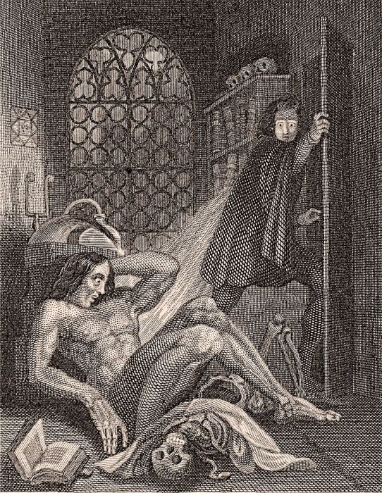 Заглавная гравюра издания «Франкенштейна» 1831 года. | Фото: upload.wikimedia.org.