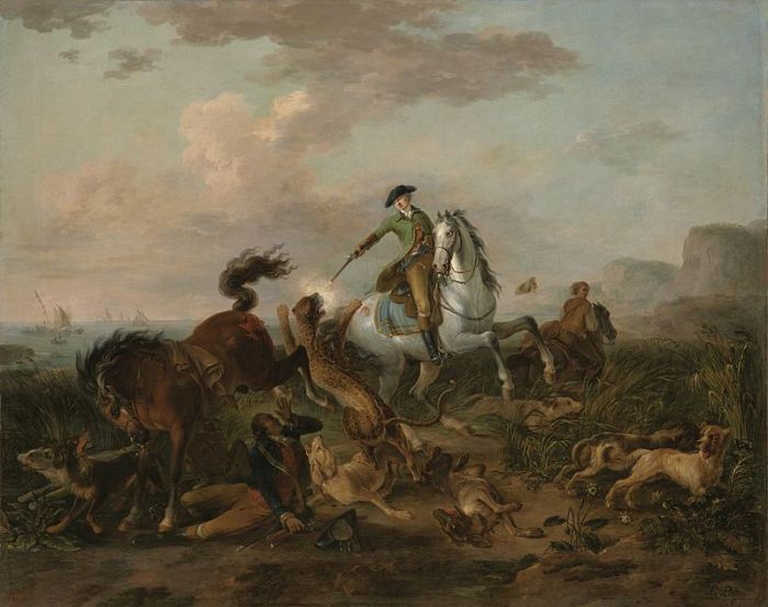 Принц Нассау-Зиген убивает ягуара. Жан-Баптист Ле Паон, 1784 год. | Фото: pl.wikipedia.org.