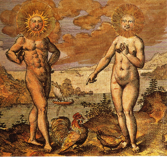 Солнце и Луна, олицетворяющие мужское и женское начала в алхимии. | Фото: aetherforce.com.