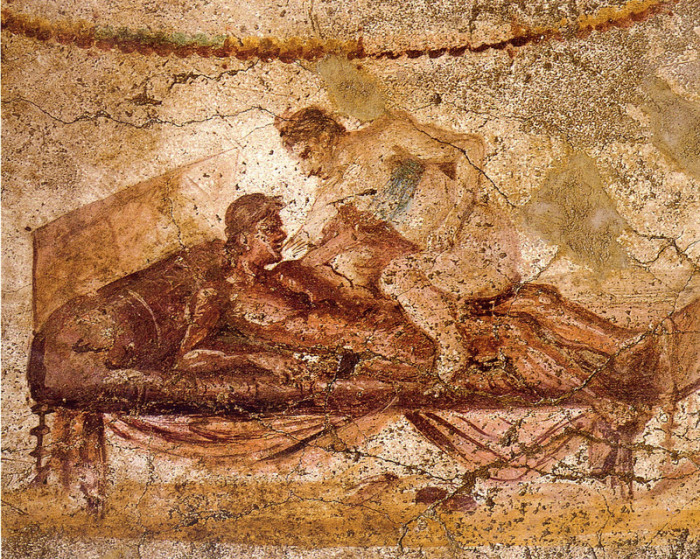 Настенная живопись в Лупанарии - борделе в городе Помпеи. | Фото: commons.wikimedia.org.