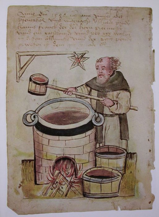Средневековый монах варит пиво, 1506 год. | Фото: commons.wikimedia.org.