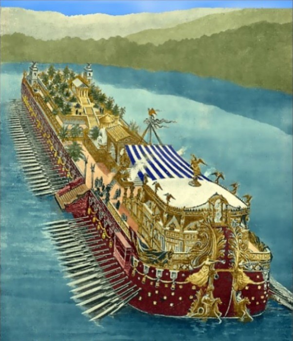 Художественная реконструкция корабля озера Неми. | Фото: hubpages.com.