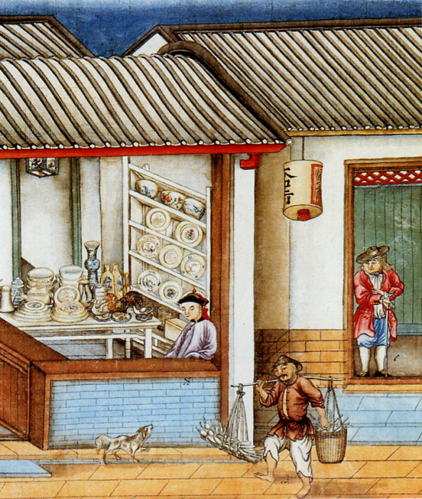 Лавка, торгующая китайским фарфором в Кантоне. | Фото: wikiwand.com.