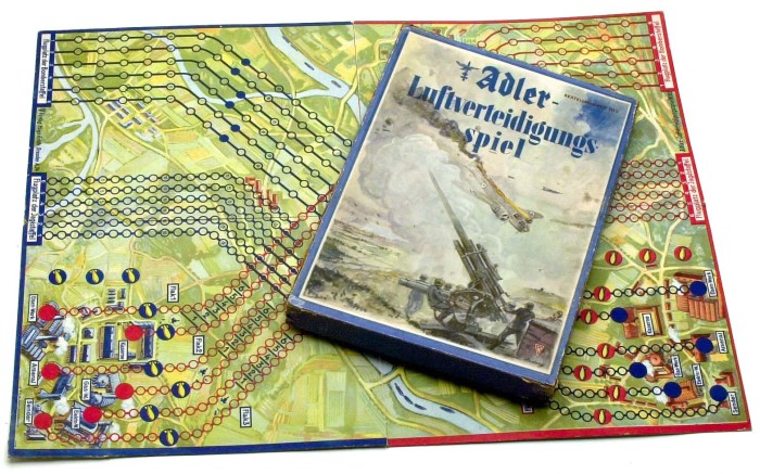 Настольная игра Adler Luftverteidigungsspiel, в которой нужно сбивать вражеские самолеты. | Фото: atlas-repropaperwork.com.
