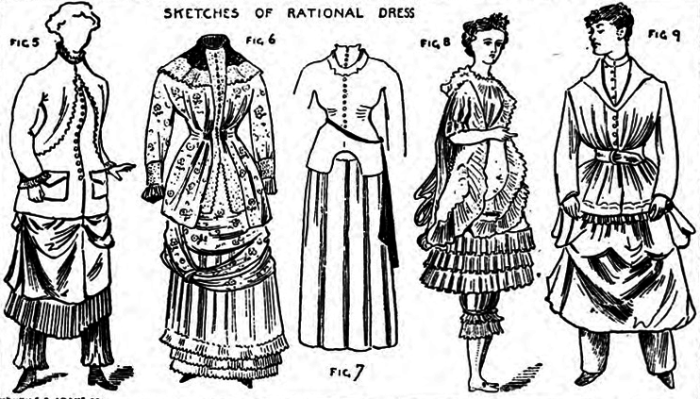 Модели женского платья из брошюры Общества Рационального Костюма, 1883 год. | Фото: atlasobscura.com. 