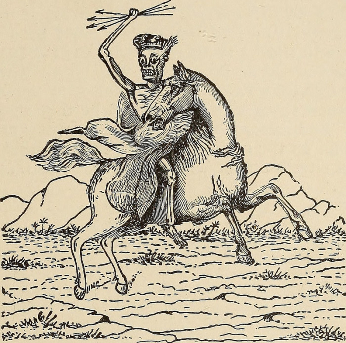 Смерть на бледном коне – предвестник Апокалипсиса. Иллюстрация из книги 1919 года. | Фото: flickr.com.