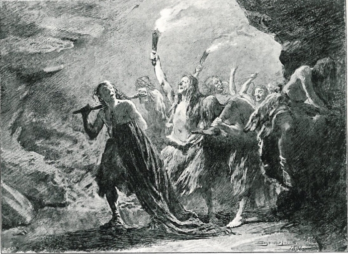 Шествие в пещере людоедов. Seymour Lucas, 1896 год. | Фото: southayrshirehistory.wordpress.com.