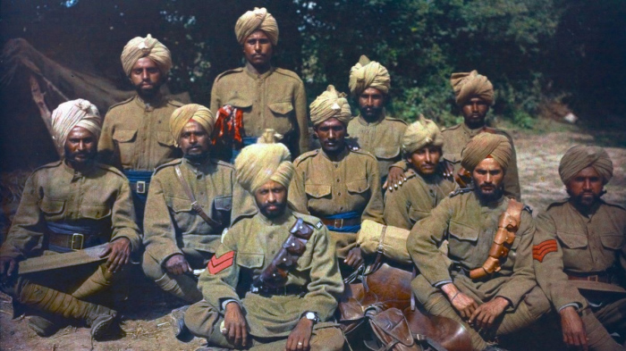 Индийские солдаты во Франции, 1917 год. | Фото: visualhistory.livejournal.com.