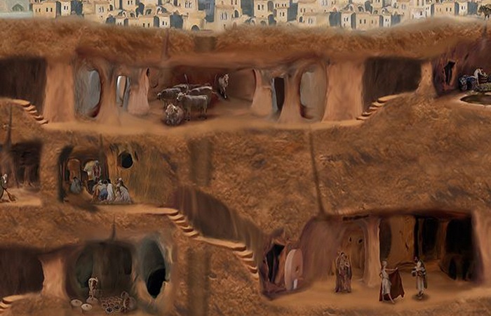Подземный город Деринкую в Турции.