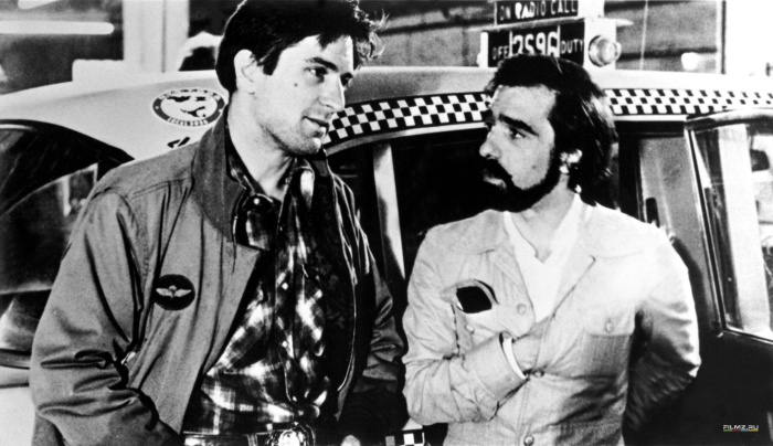 Роберт Де Ниро и Мартин Скорсезе на съёмках фильма «Таксист».